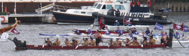 Maori war canoe (waka taua) at Jubilee Pageant