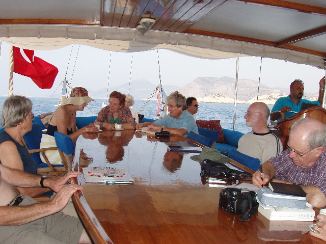 ACE group round table while sailing - Lycian coast Turkey 2008