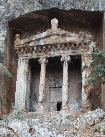 Temple tomb at Fethiye -  Lycian coast Turkey 2008
